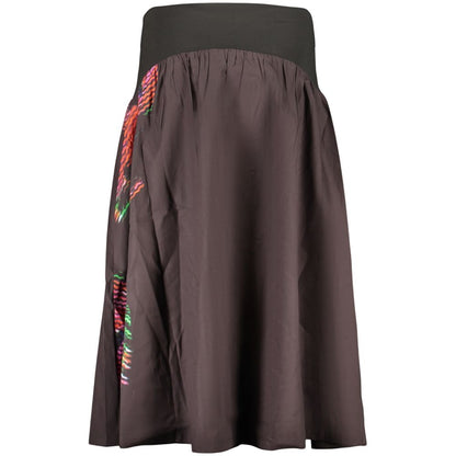 Skirt by Desigual for women in stretch polyester cotton black & print features a sublime silhouette, showcasing the sublime design of the Women's Stretch Polyester Cotton Skirt in a sophisticated long.