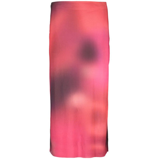 Skirt by Desigual for women in stretch polyester purple showcases a sultry silhouette, elegantly defined by its long and the sophisticated sultry design of the Women's Stretch Polyester Skirt.