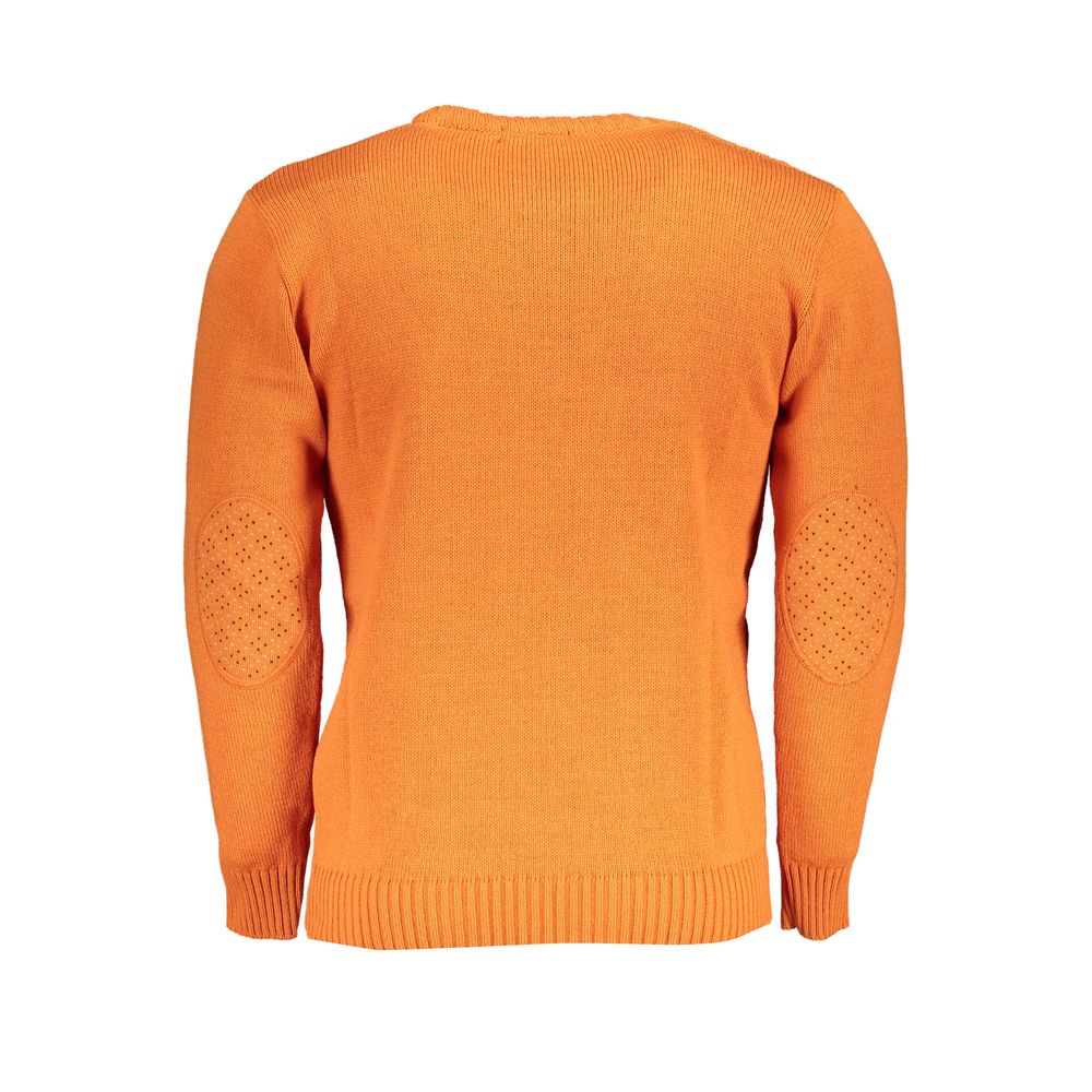 Sweatshirt by U.S. Grand Polo for men in acrylic orange showcases a slouchy chic silhouette, artfully detailed with a slouchy chic crew neckline and for a slouchy chic finish.