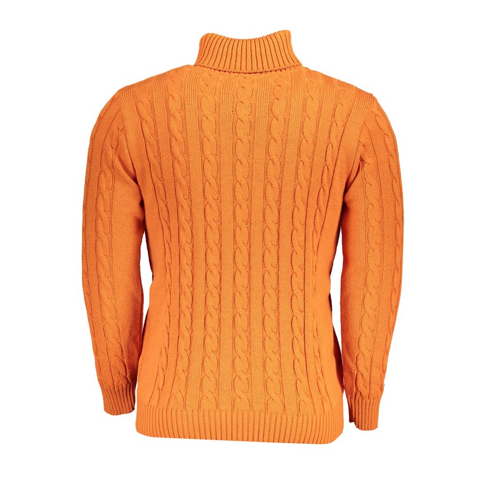 Sweater by U.S. Grand Polo for men in acrylic orange features an tactile silhouette, showcasing a sophisticated and tactile for a refined finish.