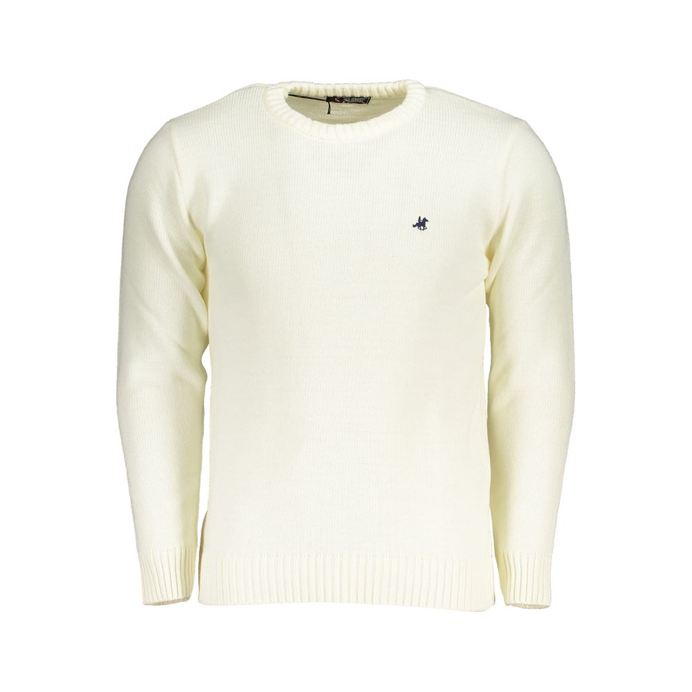 Sweatshirt by U.S. Grand Polo for men in acrylic white showcases a slouchy chic silhouette, artfully detailed with a slouchy chic crew neckline and for a slouchy chic finish.