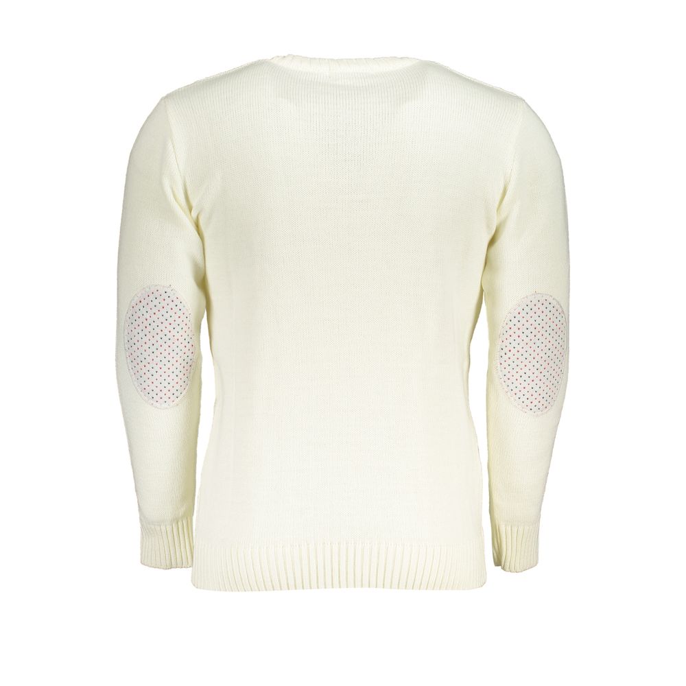 Sweatshirt by U.S. Grand Polo for men in acrylic white features an provocated silhouette, detailed with a provocated and a refined crew neckline for a sophisticated aesthetic.