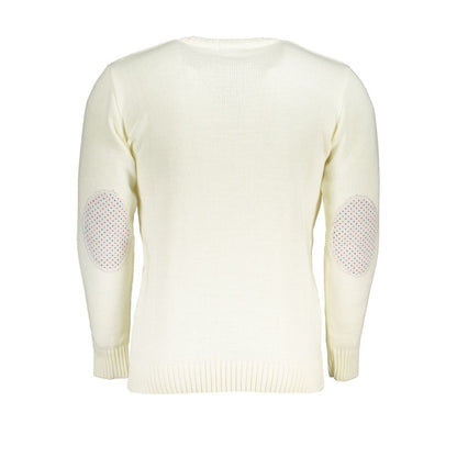 Sweatshirt by U.S. Grand Polo for men in acrylic white features an provocated silhouette, detailed with a provocated and a refined crew neckline for a sophisticated aesthetic.