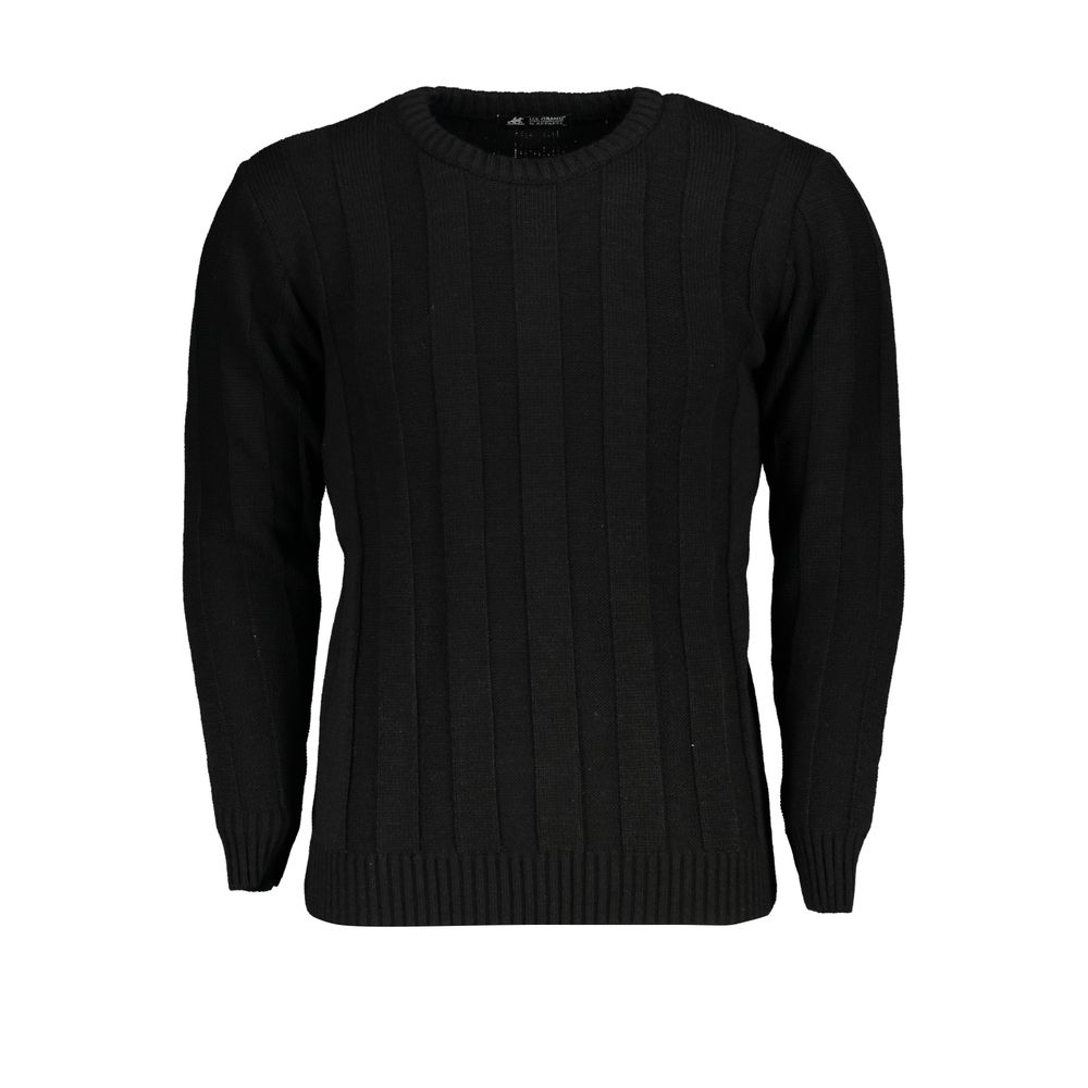 Sweatshirt by U.S. Grand Polo for men in acrylic black features an exquisite silhouette, showcasing and crew neckline details for a exquisite look.