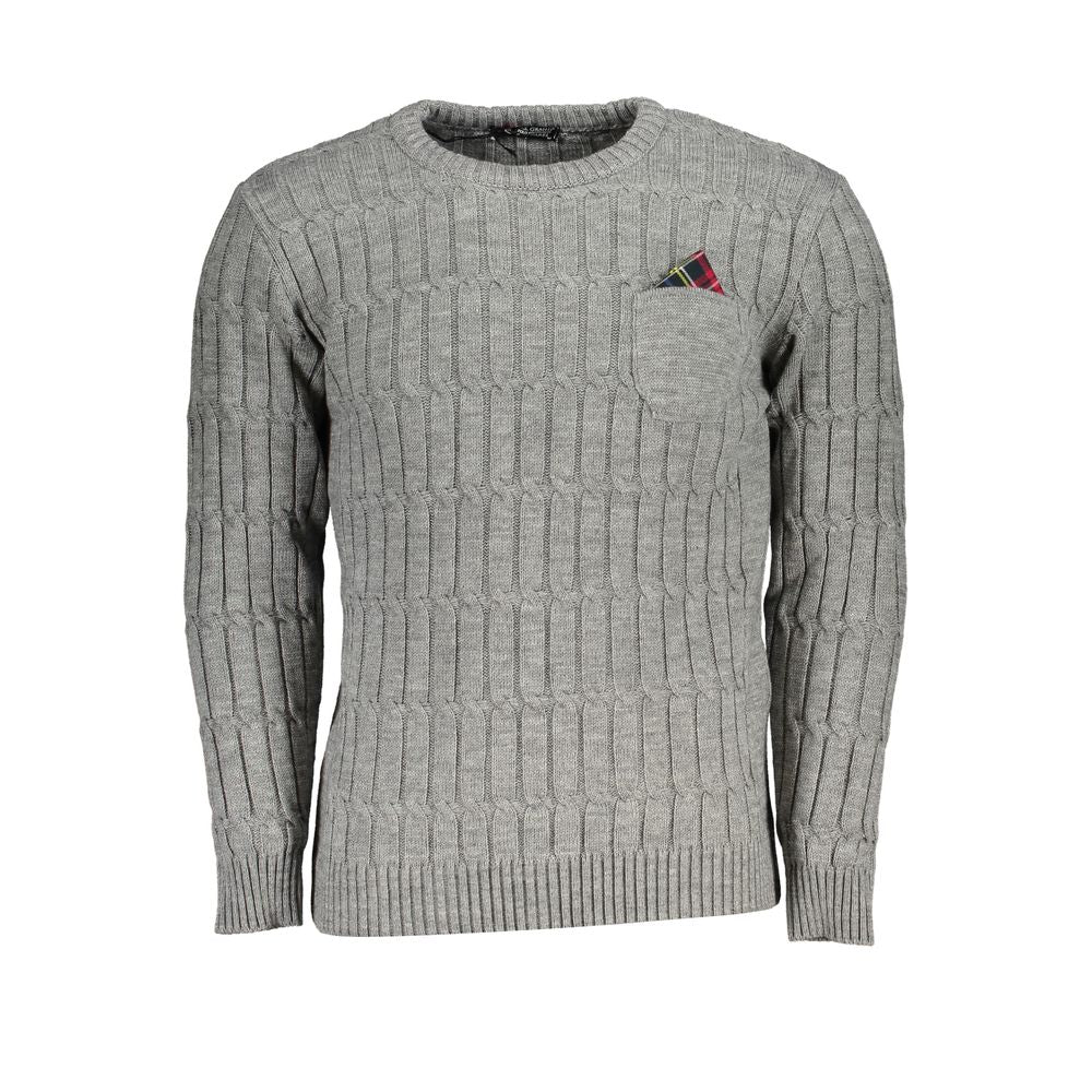 Sweatshirt by U.S. Grand Polo for men in acrylic gray features an magnificent silhouette, showcasing a sophisticated wrap neckline and detail for a truly magnificent finish.