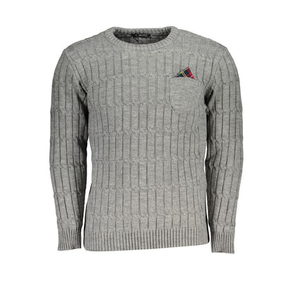 Sweatshirt by U.S. Grand Polo for men in acrylic gray features an magnificent silhouette, showcasing a sophisticated wrap neckline and detail for a truly magnificent finish.