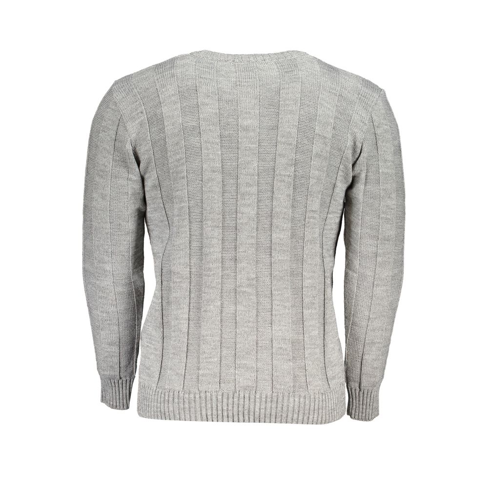 Sweatshirt by U.S. Grand Polo for men in acrylic gray showcases a slouchy chic silhouette, artfully detailed with a slouchy chic crew neckline and for a slouchy chic finish.
