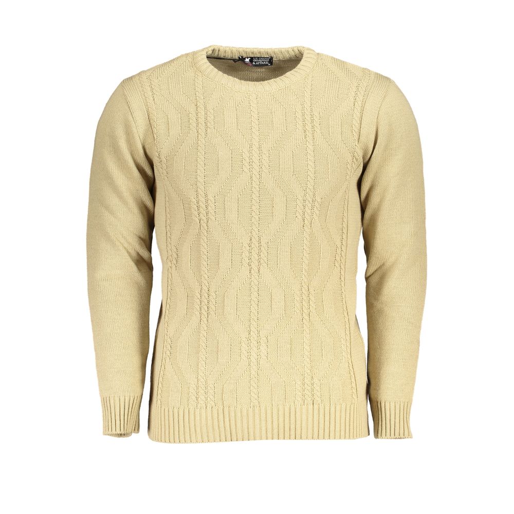 Sweatshirt by U.S. Grand Polo for men in acrylic beige & signature features an magnificent silhouette, showcasing a sophisticated crew neckline and detail for a truly magnificent finish.