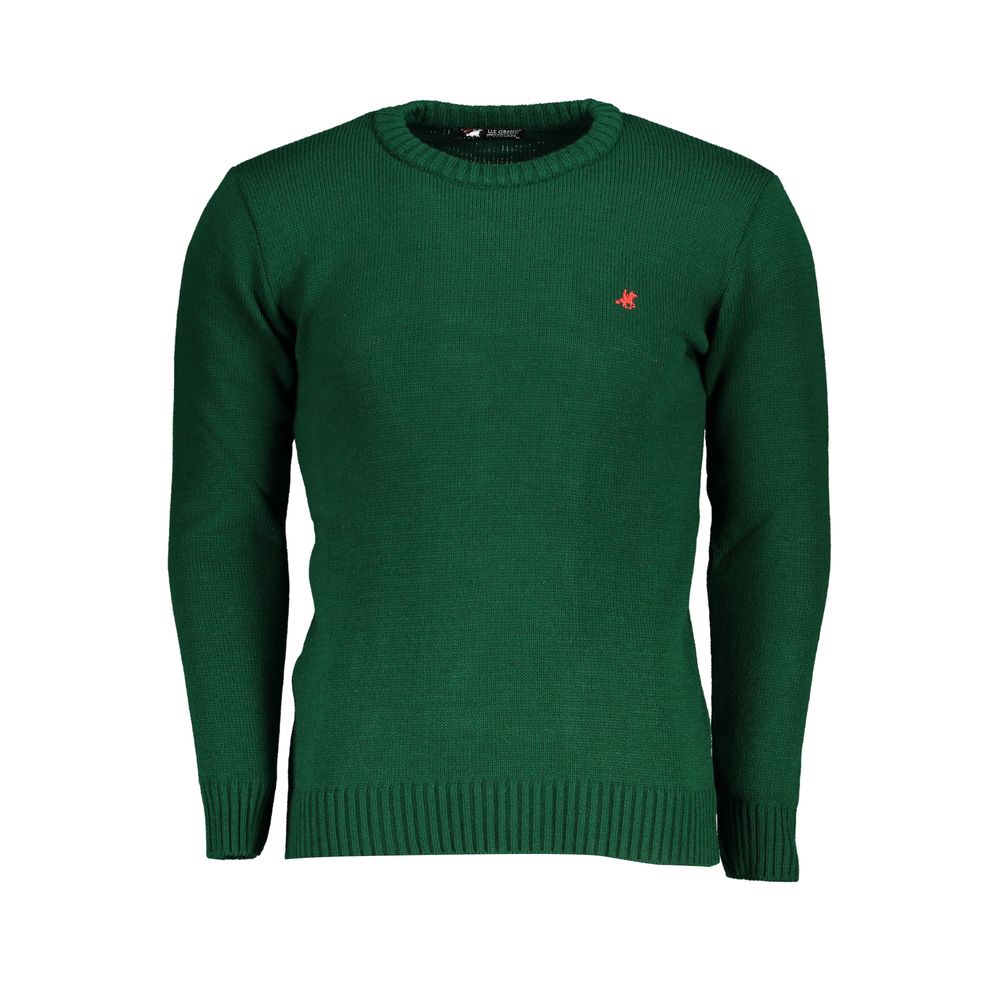 Sweatshirt by U.S. Grand Polo for men in acrylic green features an enviable silhouette, showcasing a premium and refined crew neckline for a truly enviable finish.