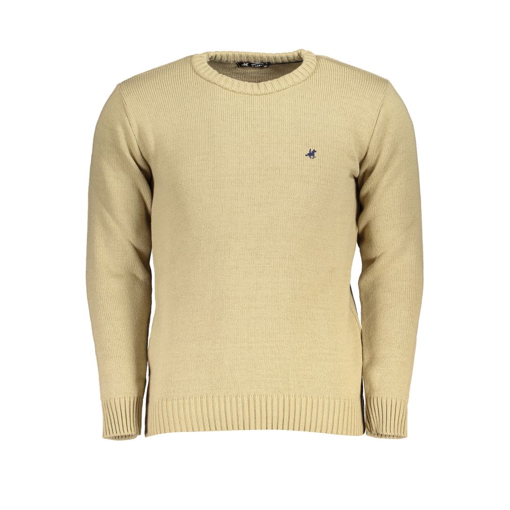 Sweatshirt by U.S. Grand Polo for men in plush acrylic beige features an exquisite silhouette, showcasing and crew neckline details for a exquisite look.