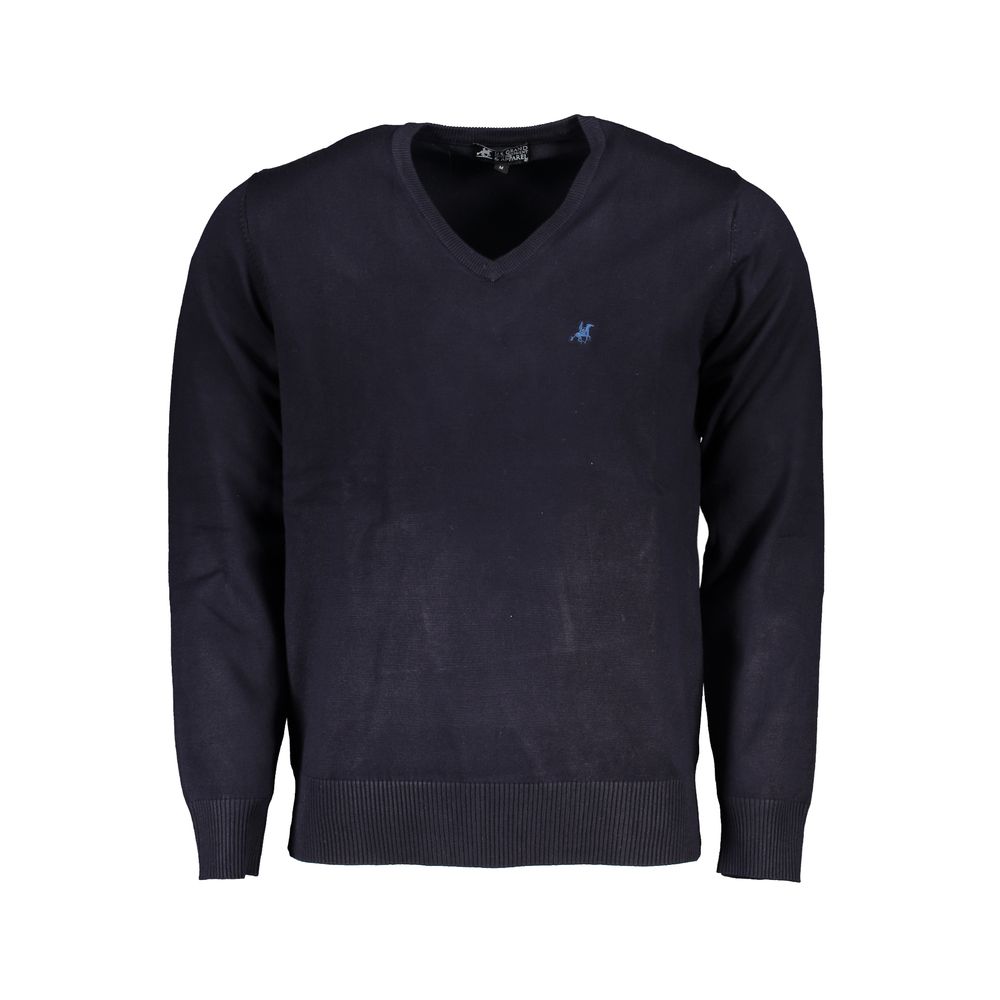 Sweatshirt by U.S. Grand Polo for men in nylon & viscose blue features an enviable silhouette, showcasing a premium and refined v-neck neckline for a truly enviable finish.