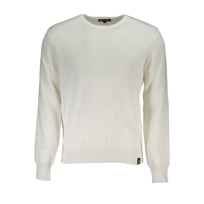 Sweater by U.S. Grand Polo for men in nylon & viscose white features an tactile silhouette, showcasing a sophisticated crew neckline and tactile for a refined finish.