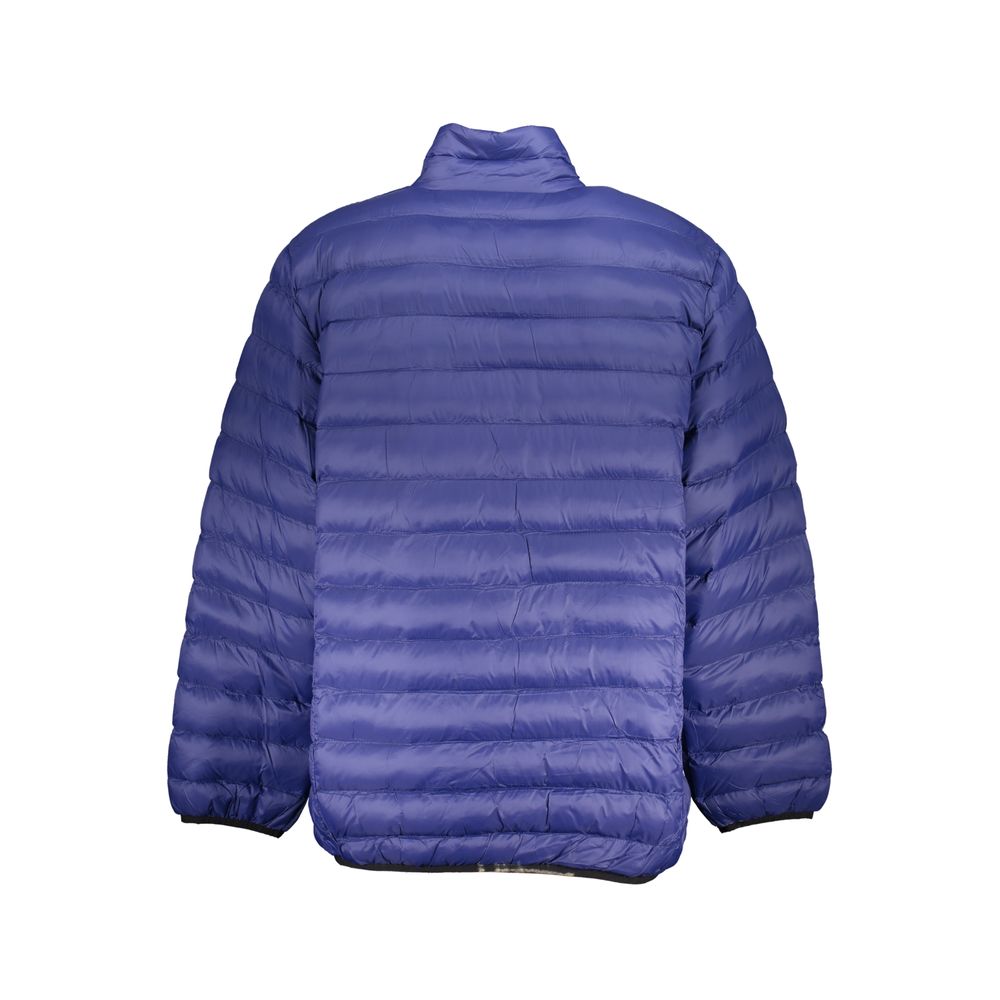 Windbreaker Jacket by U.S. Grand Polo for men in polyester & viscose blue showcases a modern silhouette, integrating pockets & windproof and a modern for a sophisticated finish.