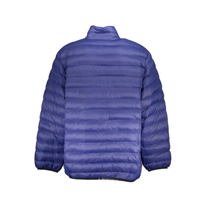 Windbreaker Jacket by U.S. Grand Polo for men in polyester & viscose blue showcases a modern silhouette, integrating pockets & windproof and a modern for a sophisticated finish.