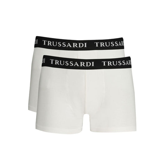 Underwear Boxer Briefs from Trussardi for men in stretch cotton white & print features an ergonomic design from the Crisp Men's Stretch Cotton Underwear Boxer Briefs collection, highlighting a premium fit and tailored cut.