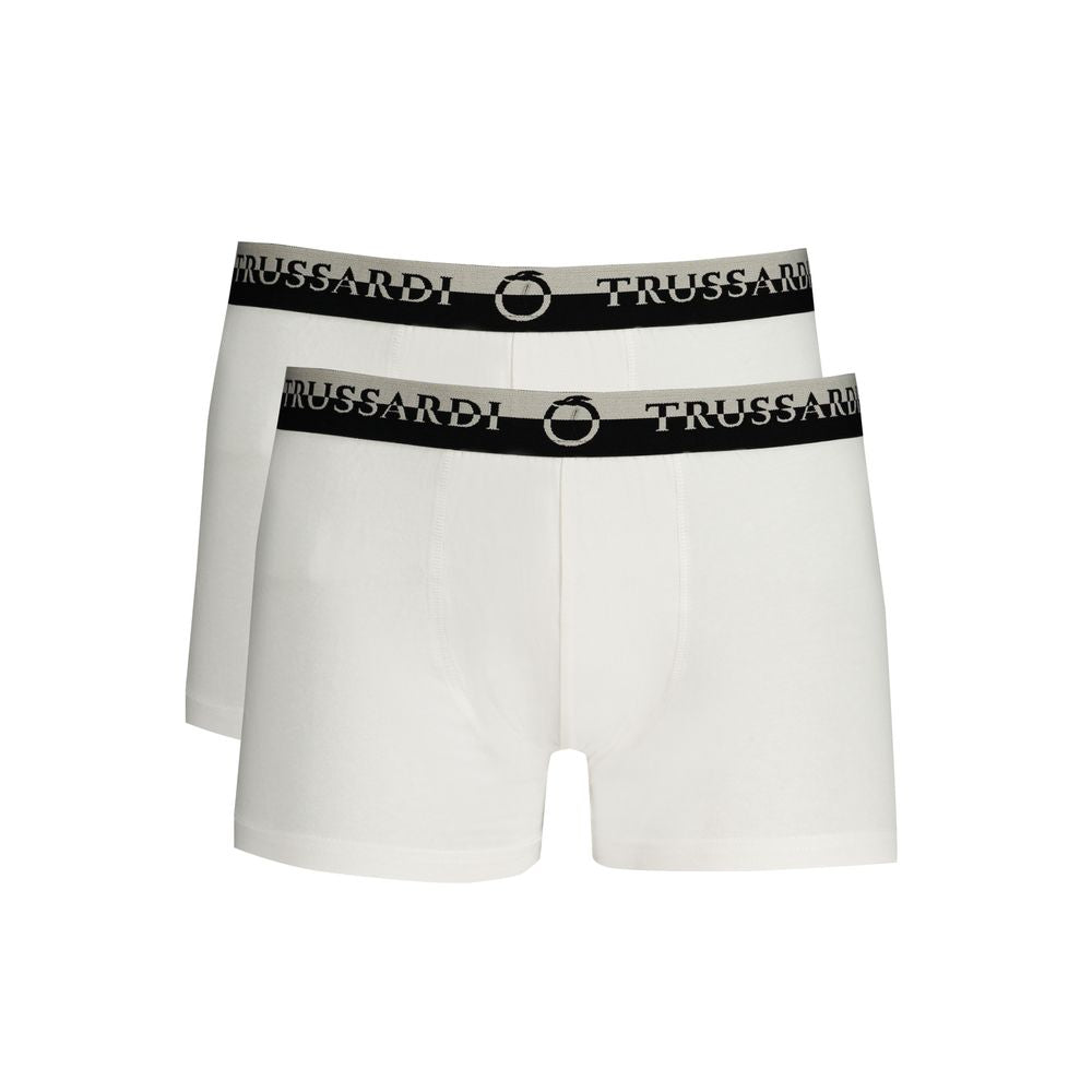 This Underwear Boxer Briefs by Trussardi for men in stretch cotton white features a understated silhouette, showcasing the signature style of the Men's Stretch Cotton Underwear Boxer Briefs.