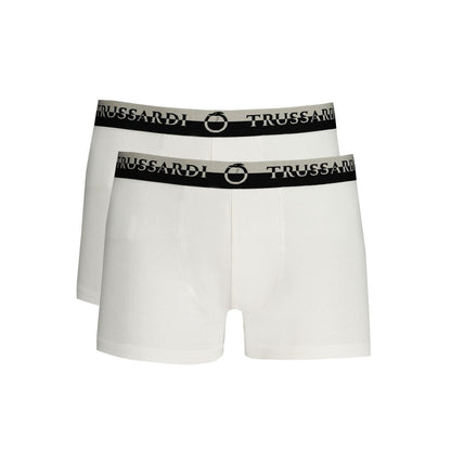 This Underwear Boxer Briefs by Trussardi for men in stretch cotton white features a understated silhouette, showcasing the signature style of the Men's Stretch Cotton Underwear Boxer Briefs.