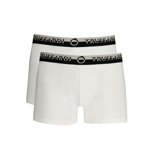This Underwear Boxer Briefs by Trussardi for men in stretch cotton white features a understated silhouette, showcasing the signature style of the Men's Stretch Cotton Underwear Boxer Briefs.