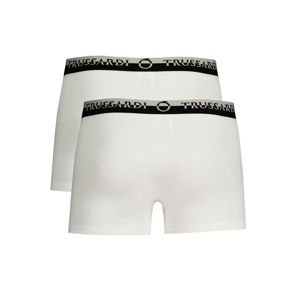 Underwear Boxer Briefs by Trussardi for men in stretch cotton white showcases a subtle silhouette, offering a sophisticated look from the Men's Stretch Cotton Underwear Boxer Briefs collection.
