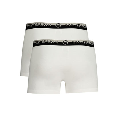 Underwear Boxer Briefs by Trussardi for men in stretch cotton white showcases a subtle silhouette, offering a sophisticated look from the Men's Stretch Cotton Underwear Boxer Briefs collection.