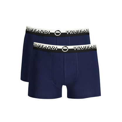 Underwear Boxer Shorts by Trussardi for men in stretch cotton blue & print features an ergonomic silhouette, showcasing the ergonomic design of the Men's Stretch Cotton Underwear Boxer Shorts collection with a premium, ergonomic finish.