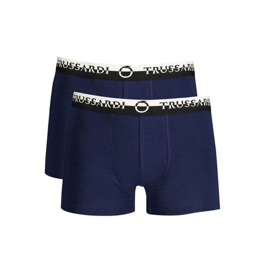 Underwear Boxer Shorts by Trussardi for men in stretch cotton blue & print features an ergonomic silhouette, showcasing the ergonomic design of the Men's Stretch Cotton Underwear Boxer Shorts collection with a premium, ergonomic finish.