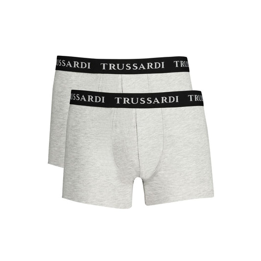 This Underwear Boxer Briefs by Trussardi for men in stretch cotton blue, gray & print features a understated silhouette, showcasing the signature style of the Heart Men's Stretch Cotton Underwear Boxer Briefs.