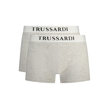 Underwear Boxer Shorts by Trussardi for men in stretch cotton gray & print features an understated silhouette, perfectly capturing the understated essence of the Men's Stretch Cotton Underwear Boxer Shorts design.