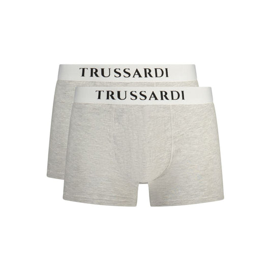 Underwear Boxer Shorts by Trussardi for men in stretch cotton gray & print features an understated silhouette, perfectly capturing the understated essence of the Men's Stretch Cotton Underwear Boxer Shorts design.