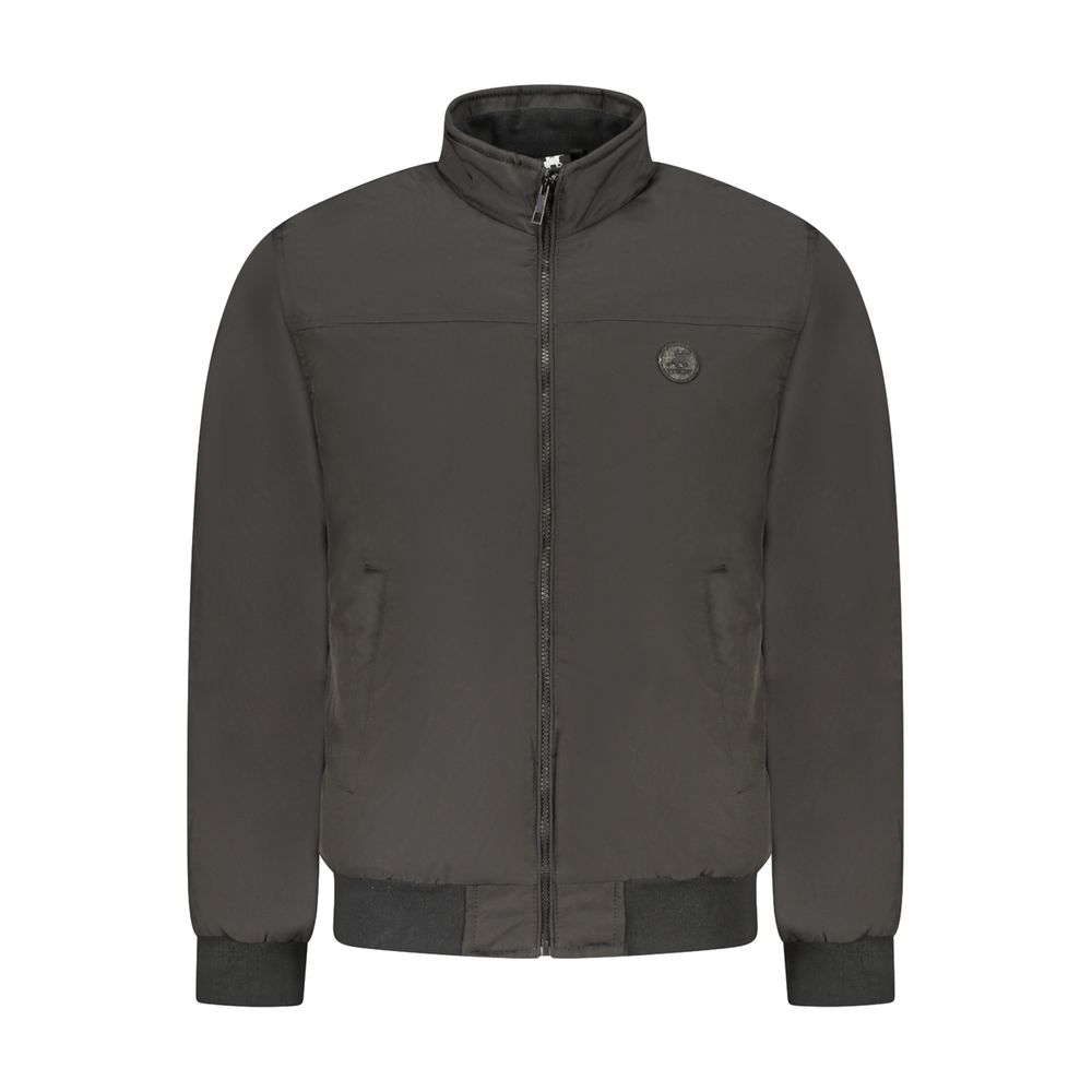 Bomber Jacket by U.S. Grand Polo for men in polyester black features an contemporary silhouette, showcasing a sophisticated and contemporary pockets for a truly refined look.