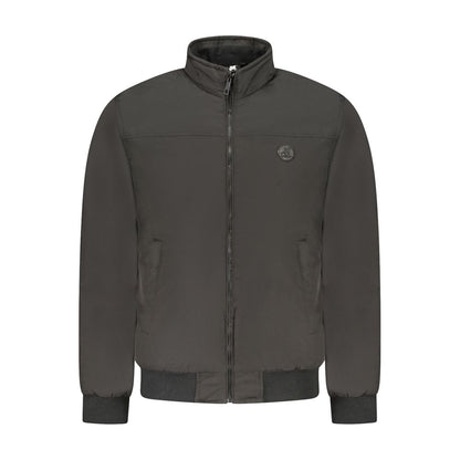 Bomber Jacket by U.S. Grand Polo for men in polyester black features an contemporary silhouette, showcasing a sophisticated and contemporary pockets for a truly refined look.