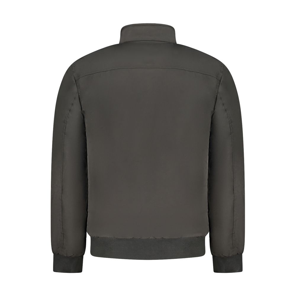 Bomber Jacket by U.S. Grand Polo for men in polyester black showcases a bohemian silhouette, artfully detailed with a bohemian and signature pockets for a truly bohemian finish.