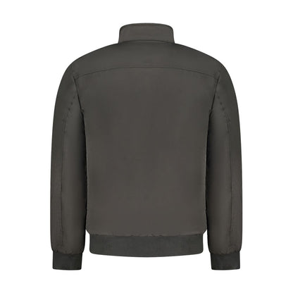 Bomber Jacket by U.S. Grand Polo for men in polyester black showcases a bohemian silhouette, artfully detailed with a bohemian and signature pockets for a truly bohemian finish.