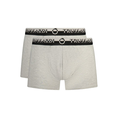 Underwear Boxer Shorts by Trussardi for men in stretch cotton gray & print features an ergonomic silhouette, showcasing the ergonomic design of the Men's Stretch Cotton Underwear Boxer Shorts collection with a premium, ergonomic finish.