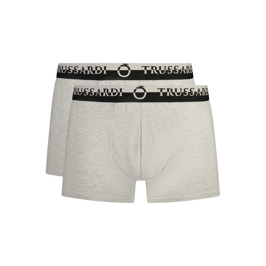 Underwear Boxer Shorts by Trussardi for men in stretch cotton gray & print features an ergonomic silhouette, showcasing the ergonomic design of the Men's Stretch Cotton Underwear Boxer Shorts collection with a premium, ergonomic finish.