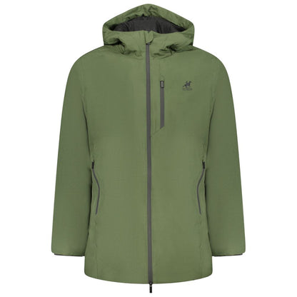 Hooded Cape by U.S. Grand Polo for men in polyester green features a versatile silhouette, artfully detailed with a versatile hooded neckline and distinctive pockets, hooded & windproof for a truly versatile finish.