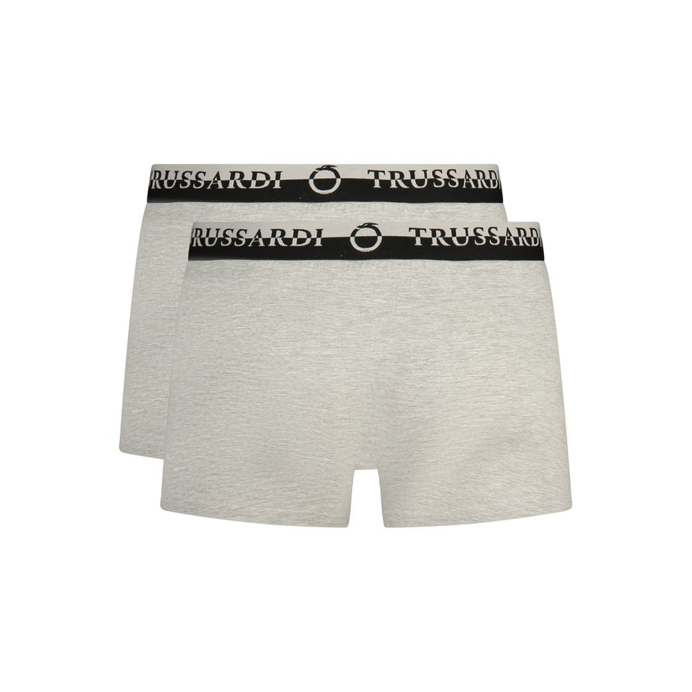 Underwear Boxer Shorts by Trussardi for men in stretch cotton gray & print, featuring a contoured Men's Stretch Cotton Underwear Boxer Shorts design with a contoured fit for ultimate comfort.