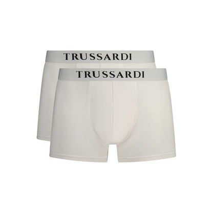 Underwear Boxer Shorts by Trussardi for men in stretch cotton white & print presents a nuanced silhouette from the Crisp Men's Stretch Cotton Underwear Boxer Shorts collection, emphasizing a nuanced fit with [Mens Bottoms] details.