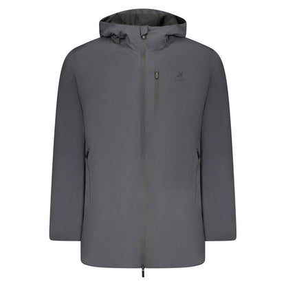 Hooded Windbreaker Jacket by U.S. Grand Polo for men in polyester black features an enduring silhouette, showcasing technical pockets, hooded & windproof and a sophisticated hooded neckline for a truly enduring aesthetic.
