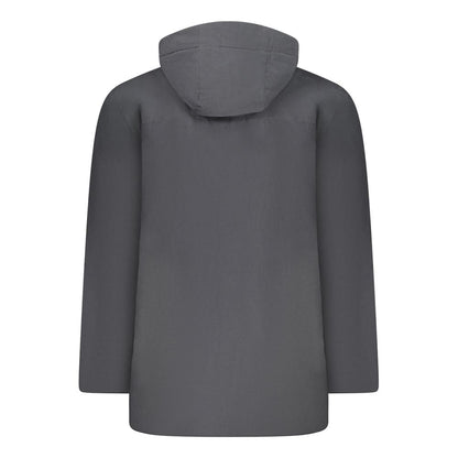 Hooded Windbreaker Jacket by U.S. Grand Polo for men in polyester black features an stylish silhouette, showcasing a sophisticated and performance-driven pockets, hooded & windproof for a premium, stylish look.