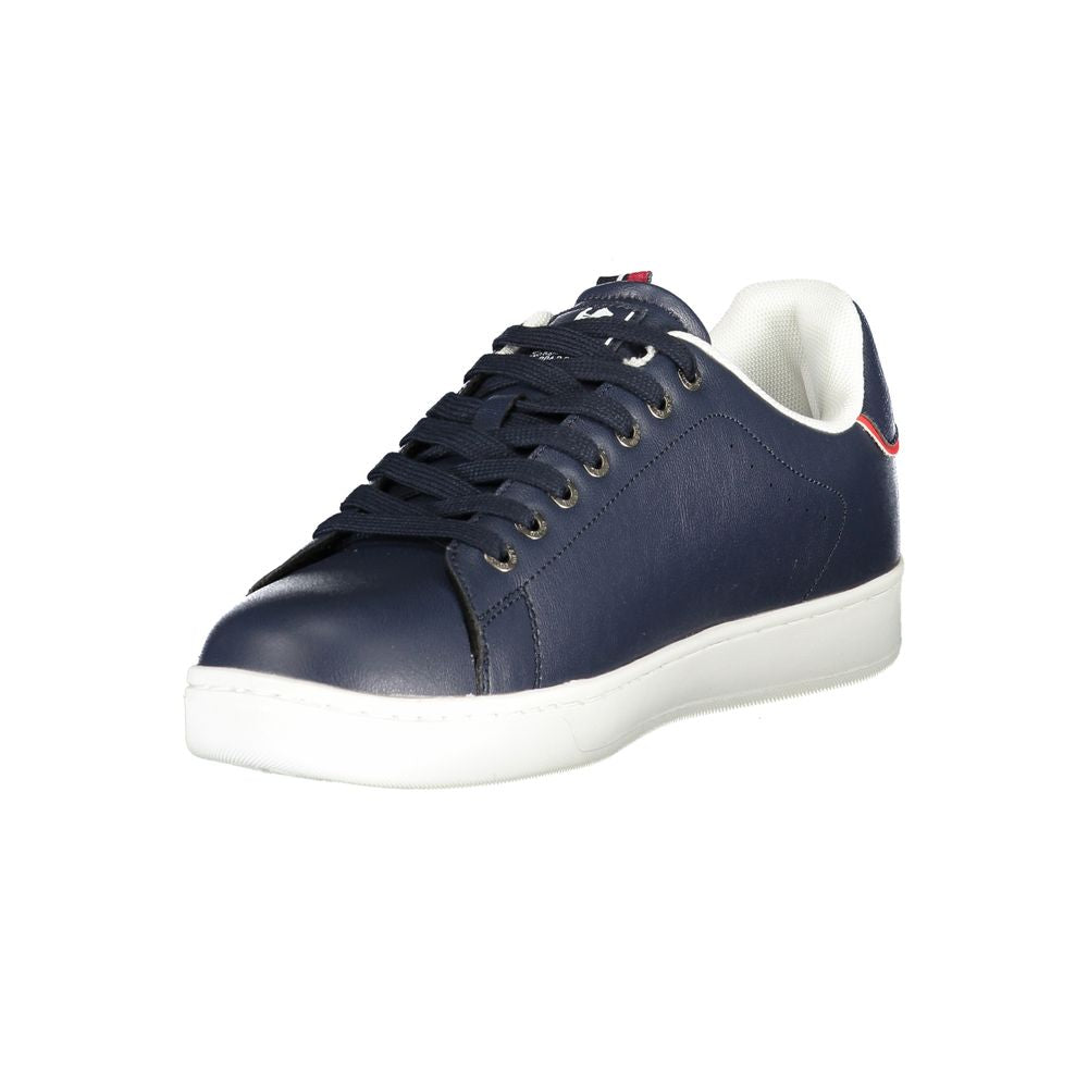Athletic Sneakers by U.S. Grand Polo for men in polyester & polyurethane blue features an architectural silhouette, showcasing the premium athletic style of the Men's Athletic Polyester & Polyurethane Sneakers with an architectural finish.
