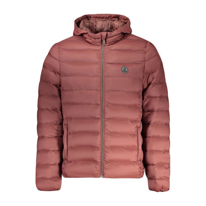 Hooded Windbreaker Jacket by U.S. Grand Polo for men in polyester red presents a resilient silhouette, artfully detailed with a sophisticated hooded neckline and functional pockets, hooded & windproof for a resilient finish.
