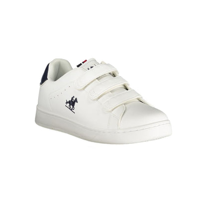 Athletic Sneakers by U.S. Grand Polo for men in polyester & polyurethane white & print presents a sleek silhouette, perfectly capturing the athletic style essence of Men's Athletic Polyester & Polyurethane Sneakers with its sleek design and premium finish.