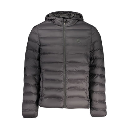 Hooded Windbreaker Jacket by U.S. Grand Polo for men in polyester black features an enduring silhouette, showcasing technical lightweight, pockets, hooded & windproof and a sophisticated hooded neckline for a truly enduring aesthetic.