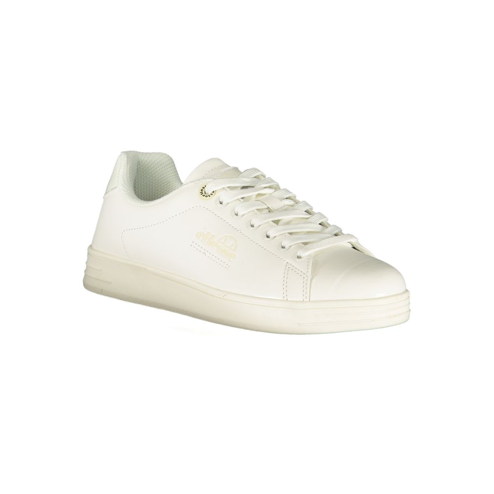 Athletic Sneakers by Ellesse for women in polyester & polyurethane white & print features an architectural silhouette from the Women's Athletic Polyester & Polyurethane Sneakers collection, showcasing a architectural athletic style for a architectural look.