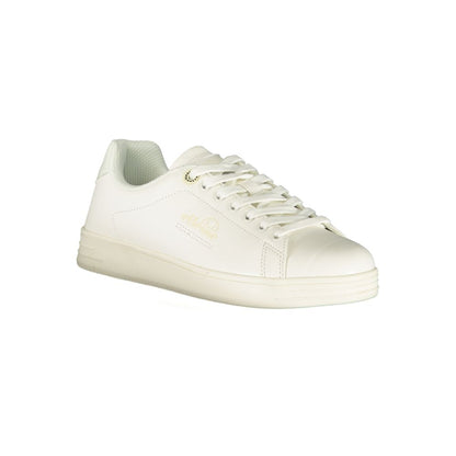 Athletic Sneakers by Ellesse for women in polyester & polyurethane white & print features an architectural silhouette from the Women's Athletic Polyester & Polyurethane Sneakers collection, showcasing a architectural athletic style for a architectural look.