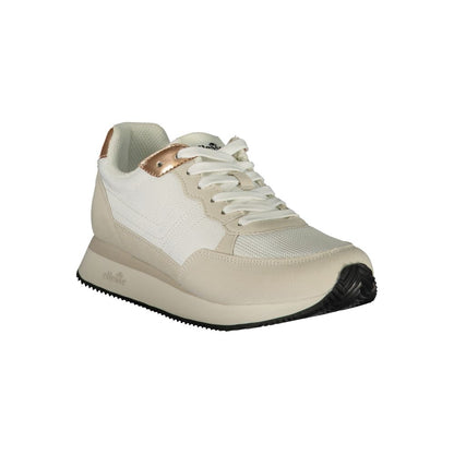 Athletic Sneakers by Ellesse for women in polyester & polyurethane bronze & white showcases an impeccable silhouette, defined by an impeccable athletic style design that perfectly captures the essence of the Women's Athletic Polyester & Polyurethane Sneakers.