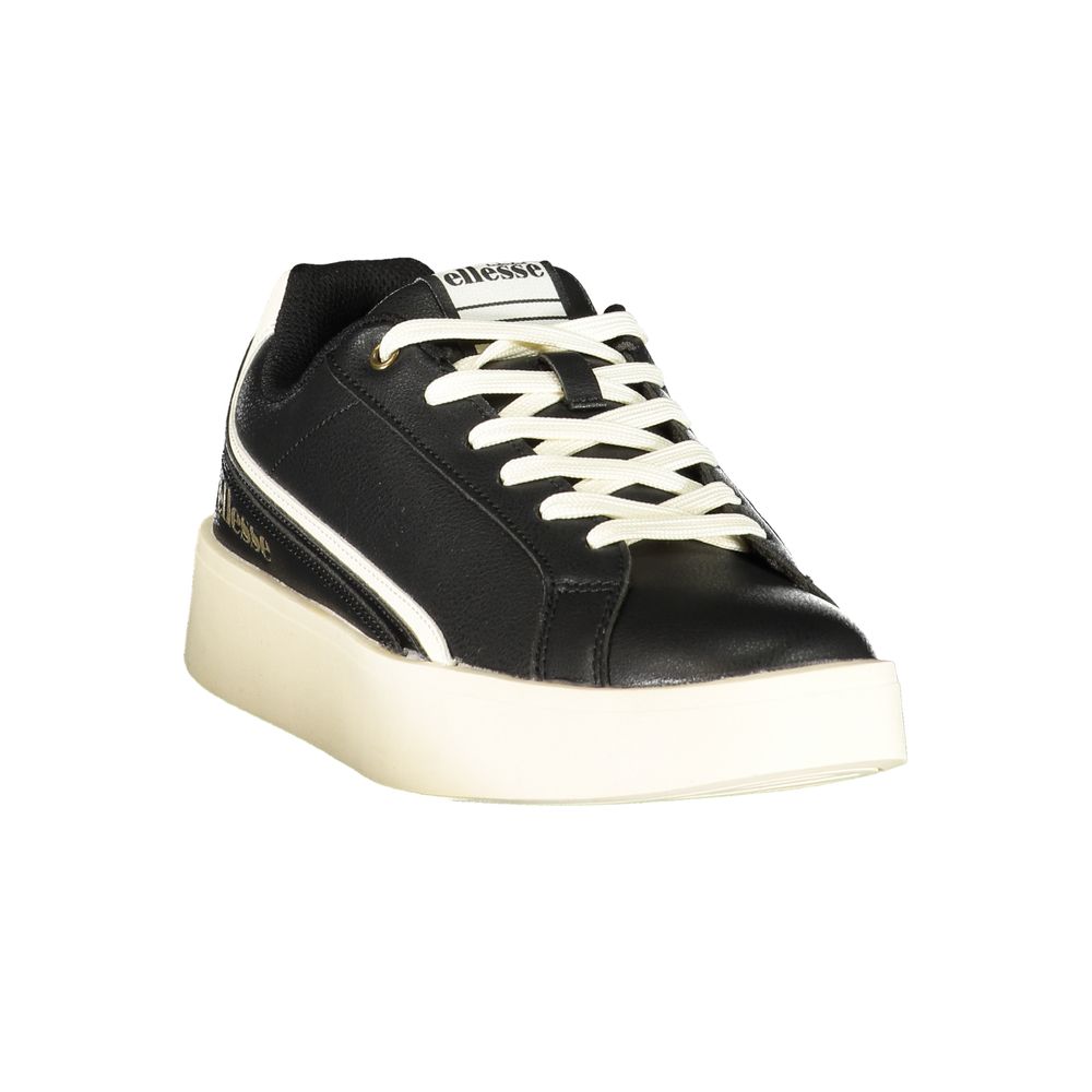 Athletic Sneakers by Ellesse for women in canvas polyurethane & polyester black & white features an architectural silhouette from the Women's Athletic Canvas Polyurethane & Polyester Sneakers collection, showcasing a architectural athletic style for a architectural look.