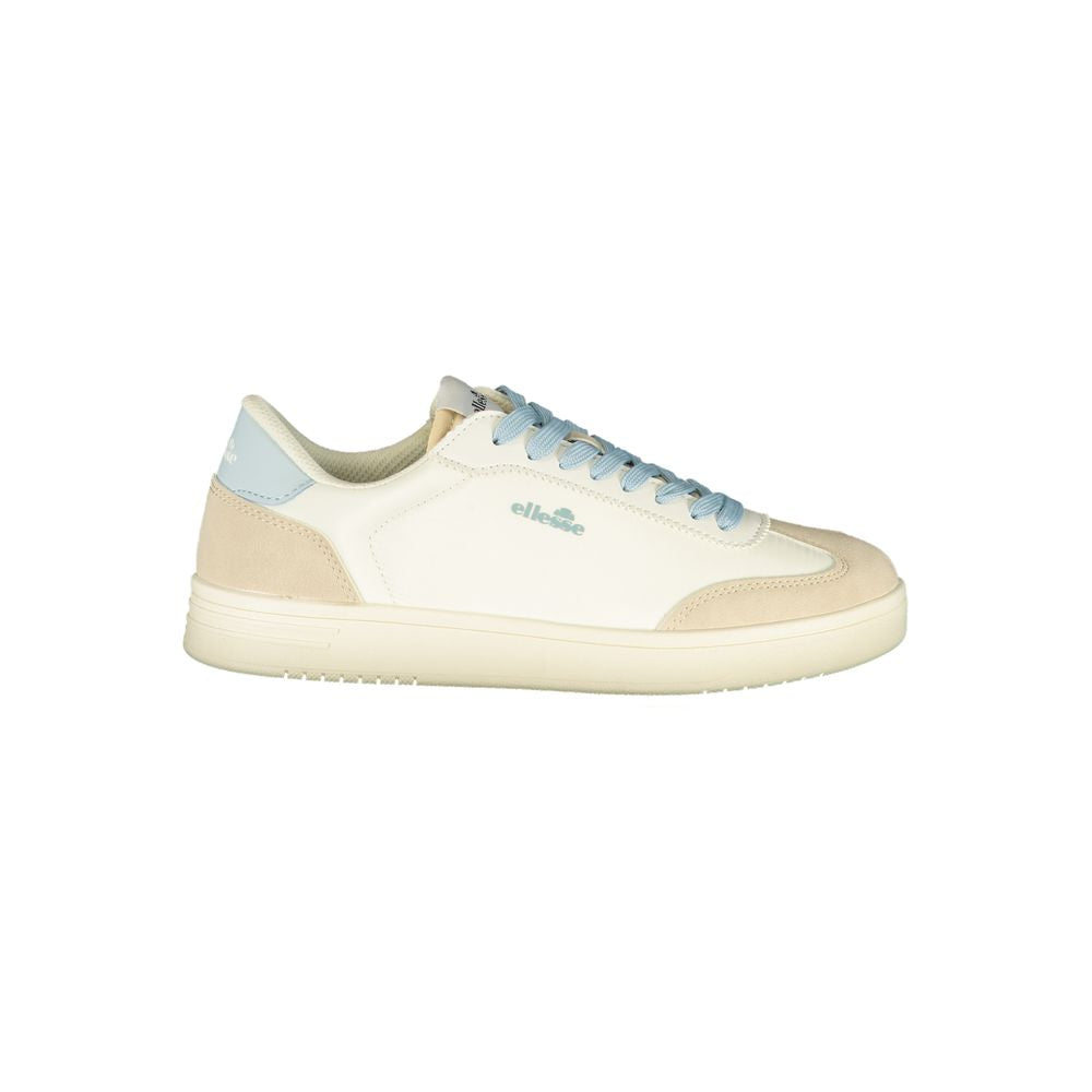 Athletic Sneakers by Ellesse for women in polyester & polyurethane blue, white, signature-print & print presents a sleek silhouette, perfectly capturing the athletic style essence of Essence Women's Athletic Polyester & Polyurethane Sneakers with its sleek design and premium finish.