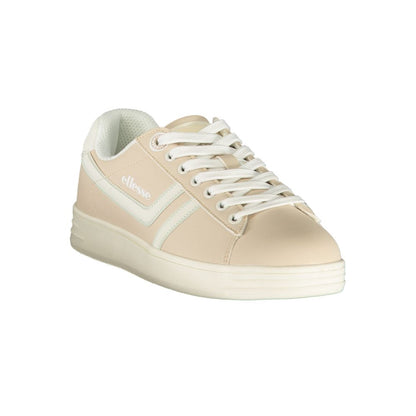 Athletic Sneakers by Ellesse for women in polyester & polyurethane pink & white features an stately silhouette, showcasing the signature athletic style of the Women's Athletic Polyester & Polyurethane Sneakers collection with a truly stately finish.